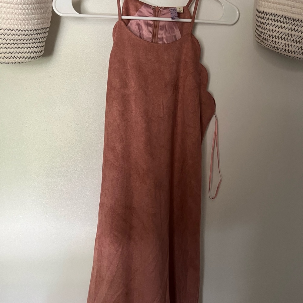 Rose gold crushed velvet dress